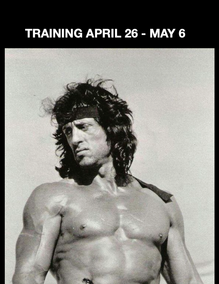 TRAINING APR 26 - MAY 6